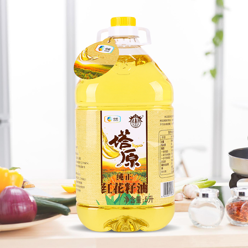 中粮塔原新疆红花籽油食用油5L大桶装养生堂推荐家用好油一级压榨非转基因