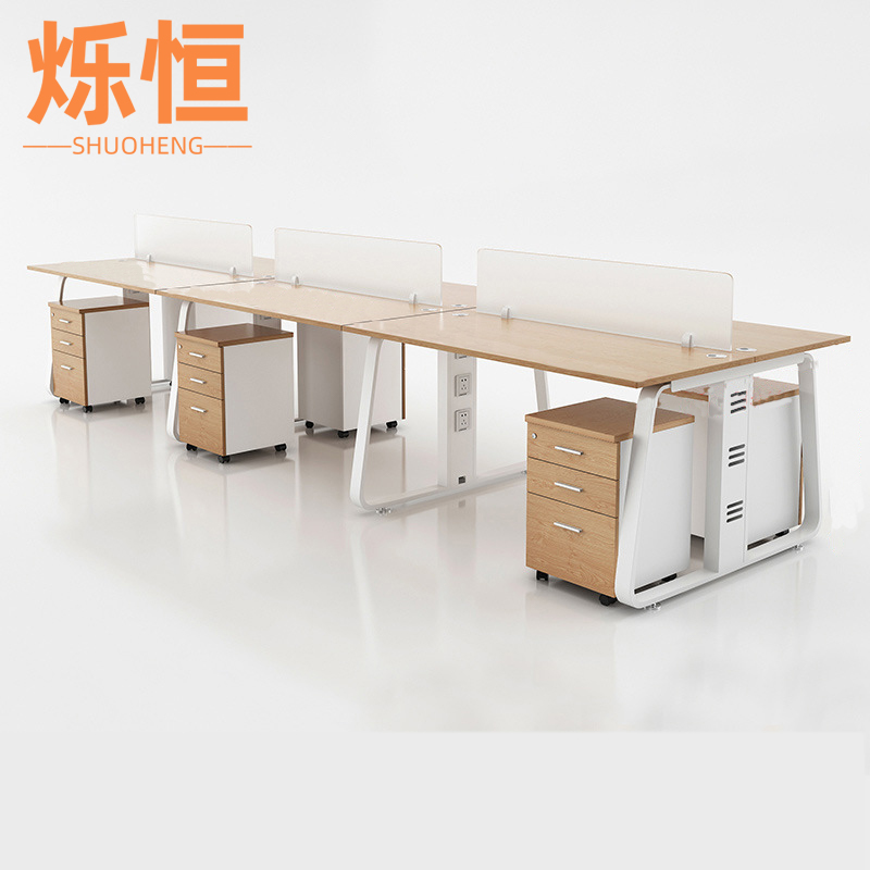 烁恒职员桌六人位+柜套高清大图