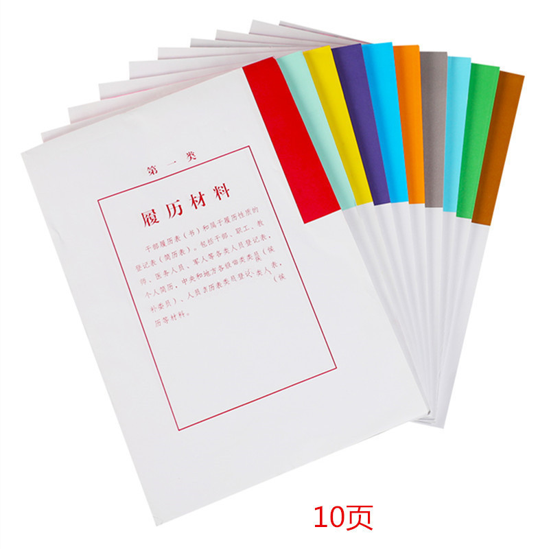 人事档案专用分 类 纸 分 类 纸*10页/套 10套