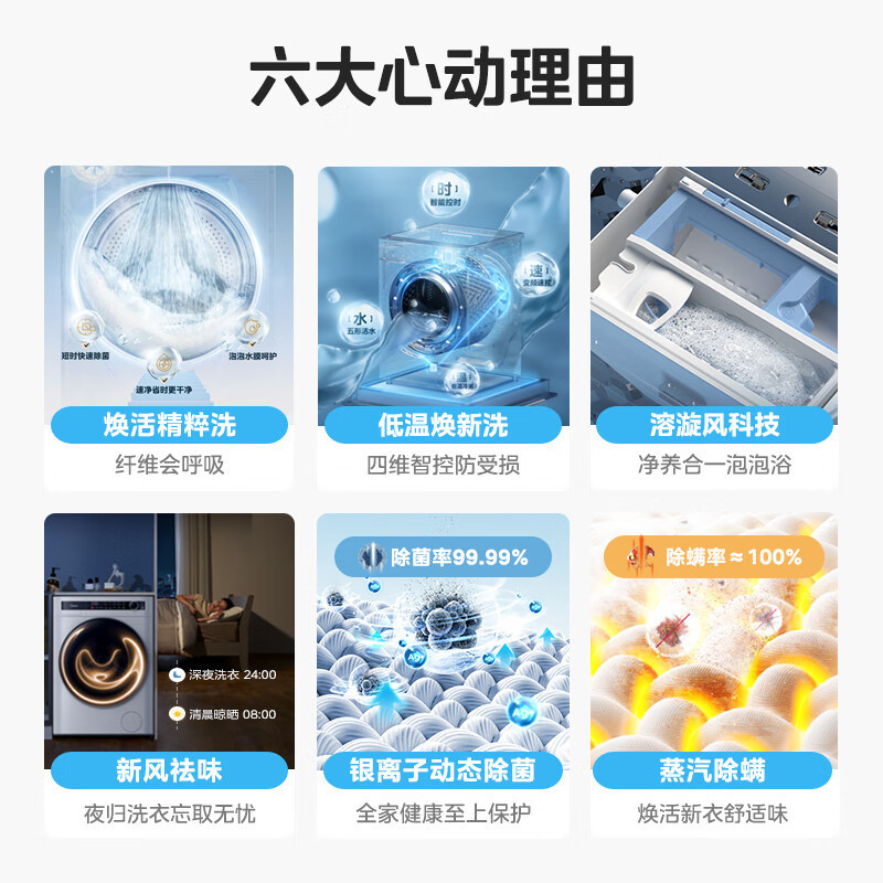 美的(Midea)滚筒洗衣机全自动 10公斤家用大容量变频电机 焕活精粹洗银离子除菌除螨洗 1.08洗净比MG100L0