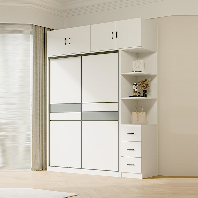 衣柜家用卧室出租房现代简约小户型衣橱儿童实木简易推拉移门柜子