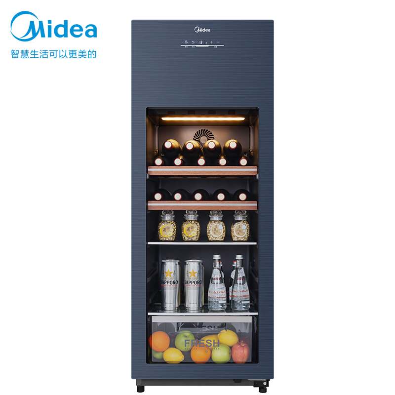 美的(Midea)160升 家用红酒柜冰吧 一级能效 冷藏雪茄酒柜玻璃冰柜 JC-160GEM