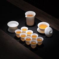 佳德美羊脂玉瓷绽放三才盖碗瓷化陶瓷中国白套组120ML