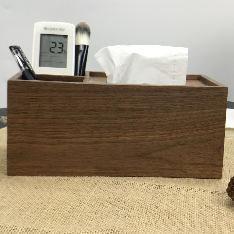 黑胡桃木纸巾盒阿斯卡利(ASCARI)客厅卧室简约茶几抽纸盒桌面遥控器收纳盒 黑胡桃木纸巾盒大号-