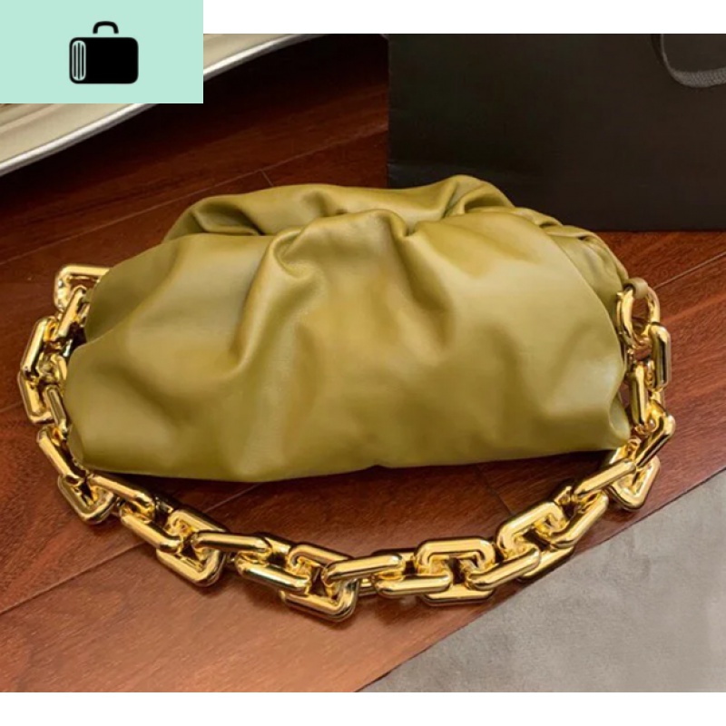 云朵包2020新款包包时尚真皮夹子包单肩斜挎饺子包粗链条手拿女包NEWLAKE高清大图