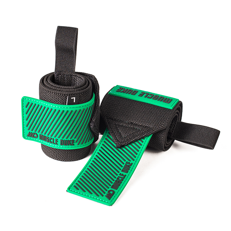 健身护腕弹力训练健身保护防扭 伤绷带运动助力带护腕男女进阶舒适加压系列/肌肉公爵4208 斜纹绿标 均码/2只装