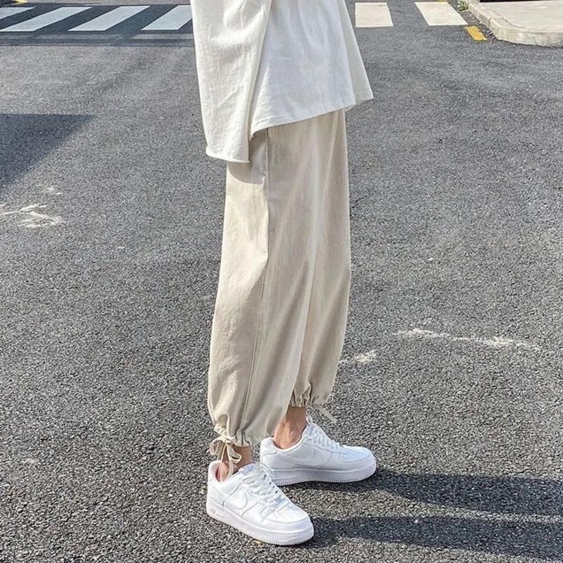 棉麻阔腿裤女2021新款夏季九分直筒裤宽松显瘦休闲百搭亚麻束脚裤 黑色半身裙 S 70-90
