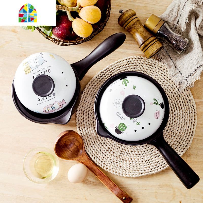 陶瓷奶锅家用小砂锅燃气热奶不粘婴儿熬粥宝宝辅食锅煮面煮粥的 FENGHOU 黄色1升图片