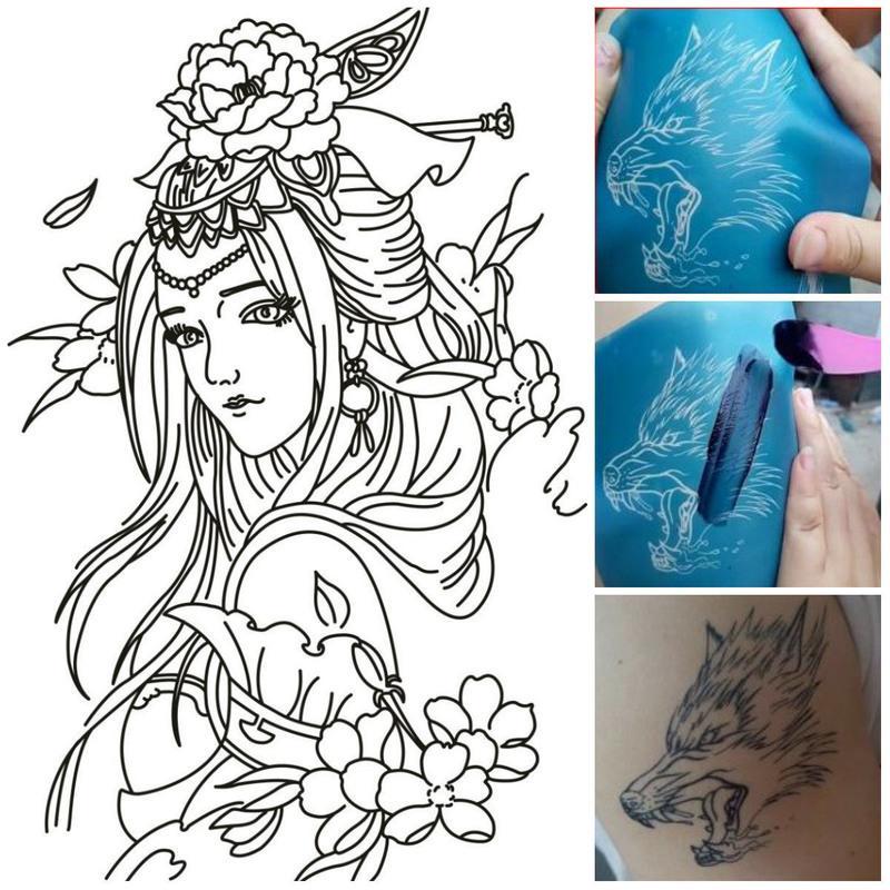 过肩龙纹身贴模板可重复男女防水持久仿真刺青花胸全半臂花臂果汁 半臂A200 只要模板 不要膏