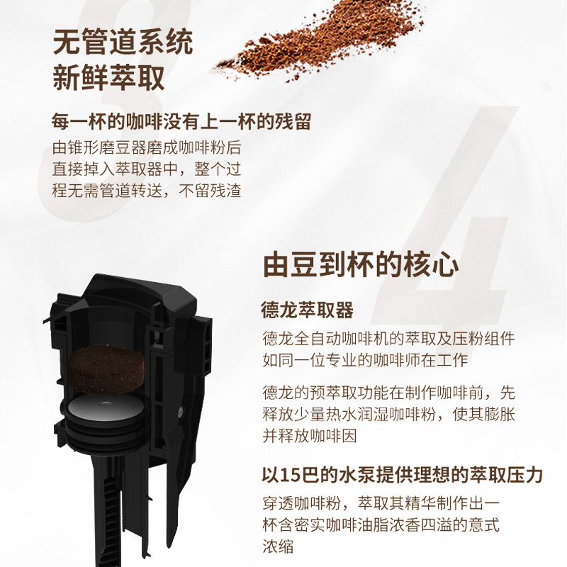 意大利德龙(Delonghi)ECAM350.75全自动进口咖啡机 中文卡布奇诺办公室家用现磨咖啡一键制咖