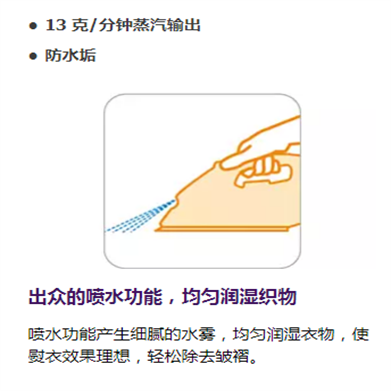 飞利浦GC1418 手持蒸汽不粘底板涂层材质1-3档调节不支持自动断电自动清理水垢电熨斗蒸汽 颜色随机发货