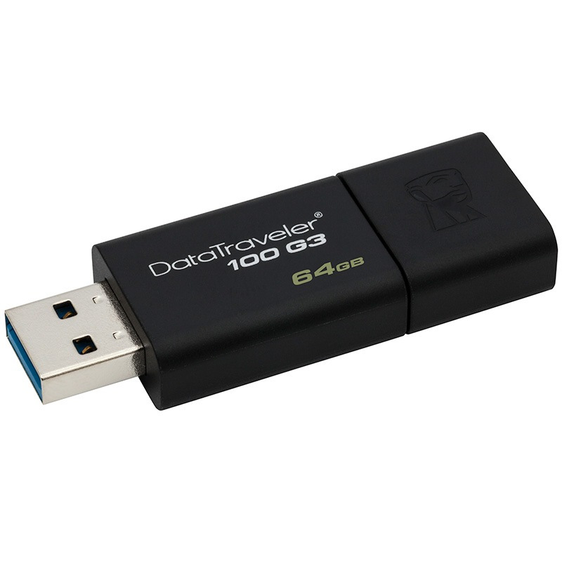 金士顿(KINGSTON)64GB USB3.0 U盘 DT100G3 黑色 滑盖设计 时尚便利