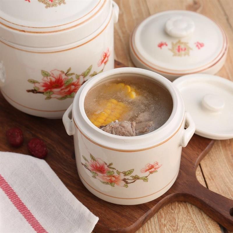 陶瓷隔水双盖炖盅带盖双耳家用大小号炖罐炖燕窝补品汤水盅