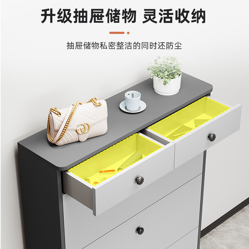 绵冠MIANGUAN意式家用门口入户翻斗式超薄款收纳鞋柜新款小户型阳台窄鞋架高清大图