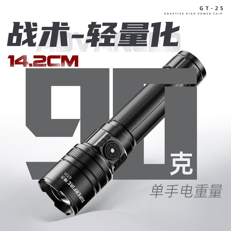 神火GT25强光手电筒变焦超亮远射长续航野户外充电家用便携应急照明高清大图