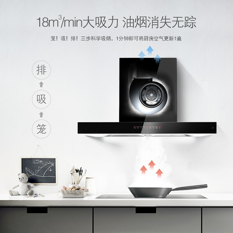 博世(BOSCH)DWF9EBK42W 家用欧式大吸力抽油烟机 一键净吸 自清洁高清大图