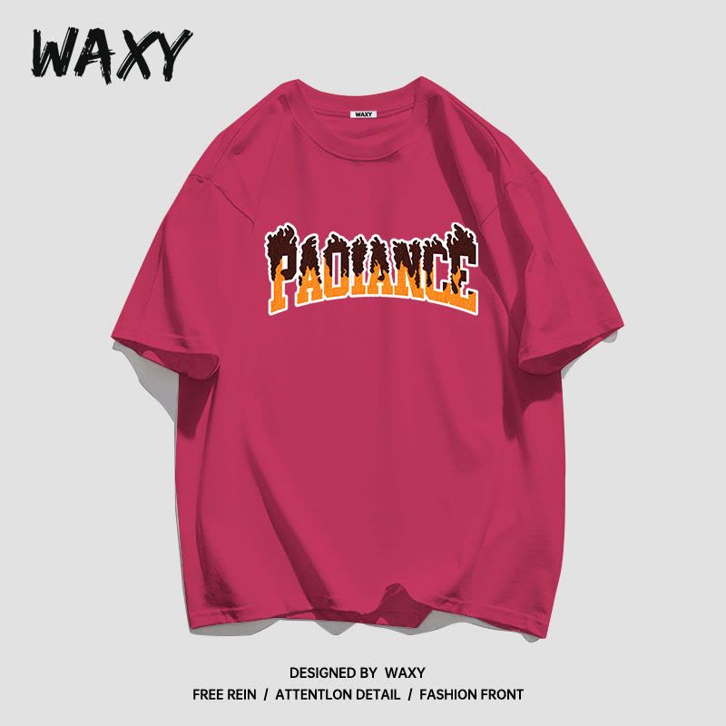 WAXY纯棉T恤圆领短袖女设计感小众学生宽松港风休闲潮流嘻哈上衣图片