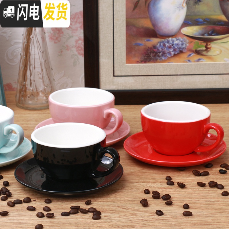 三维工匠咖啡杯陶瓷拿铁杯卡布奇诺杯子欧式咖啡拉花杯专用比赛220意式 黑色422矮款黑色300咖啡器具高清大图