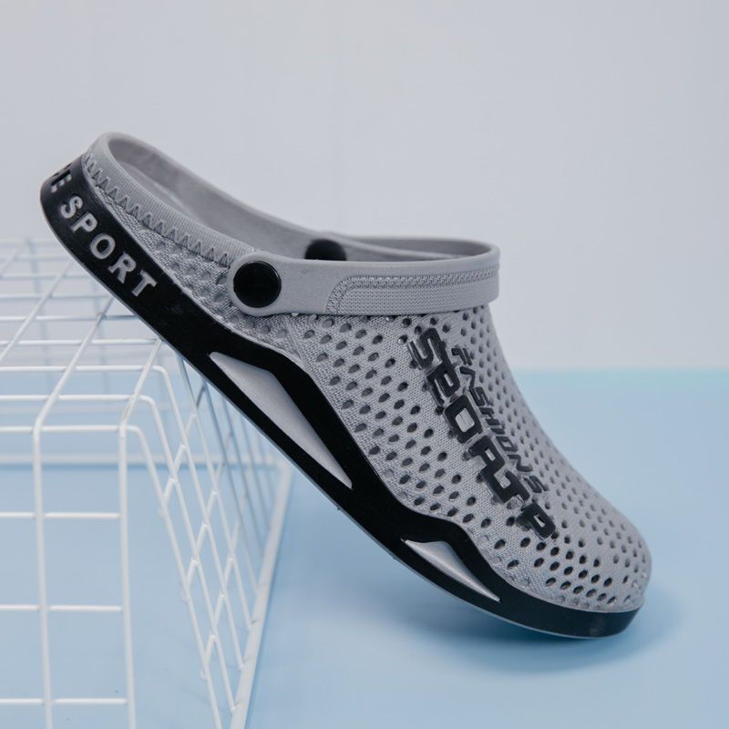 新款男士洞洞鞋透气韩版沙滩男凉鞋两用情侣厚底潮流外穿凉拖鞋凉