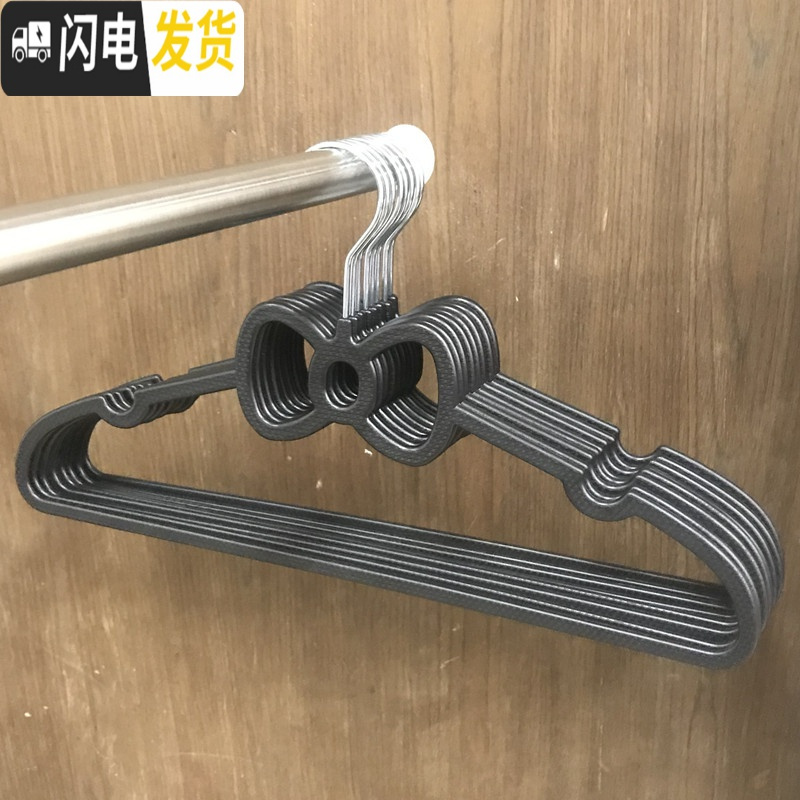 三维工匠少女心粉色心型黑色服装店家用晾衣撑学生可爱宿舍塑料晒衣架高清大图