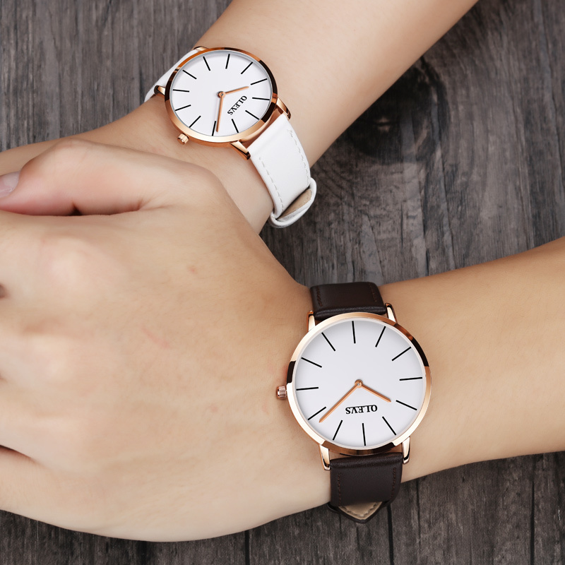 瑞士品牌欧利时新款情侣手表男女一对表真皮带防水石英表韩版潮流时尚