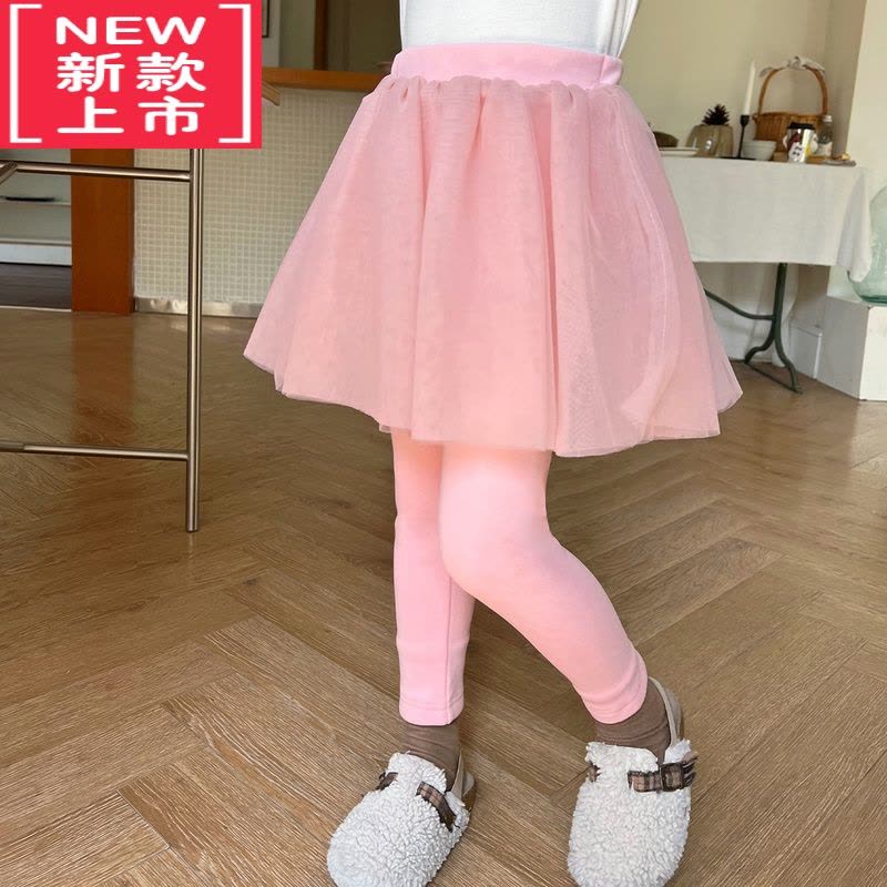 可莉允儿童加绒打底裤2022冬季新款洋气保暖裙裤女宝宝假两件长裤保暖裤图片