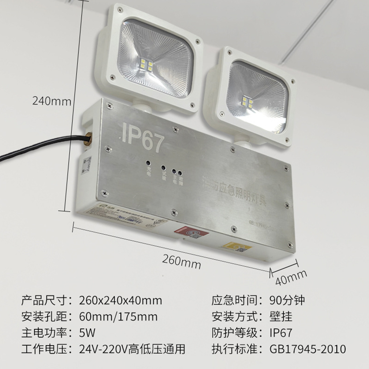 润泰博源 RTBY3355-T2 2x5W LED 高能工作灯 应急灯 (计价单位:盏) 白色高清大图