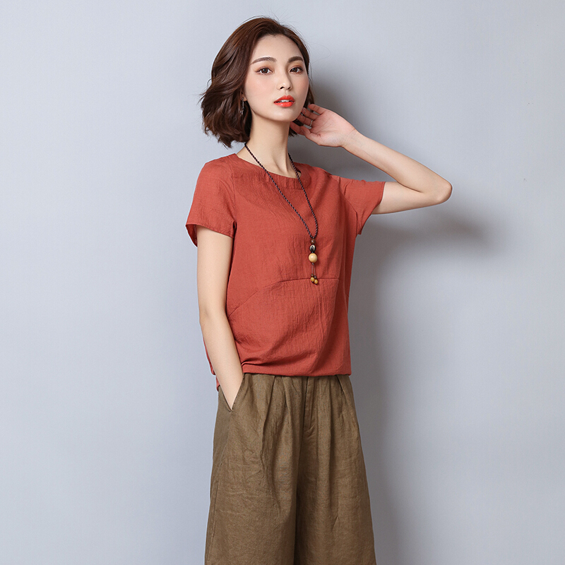 省心搭配女装套装棉麻裙裤套装女夏季大码阔腿裤胖mm亚麻两件套