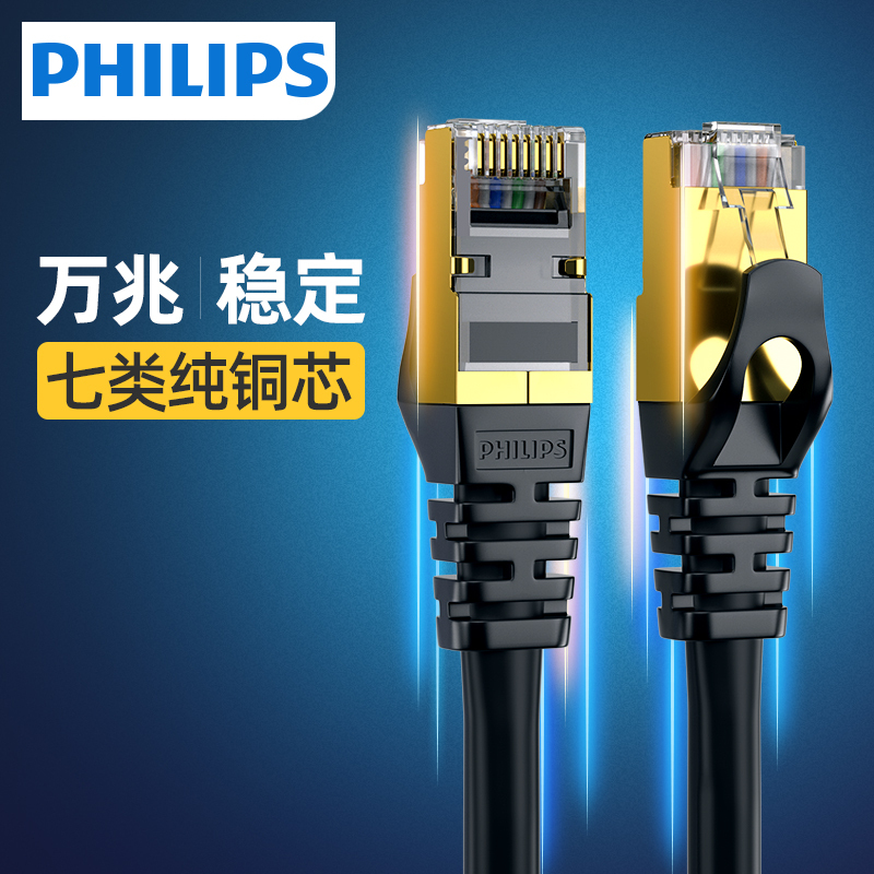 飞利浦七类网线家用万兆电脑宽带路由器超高速网络线 10米 SWA182010