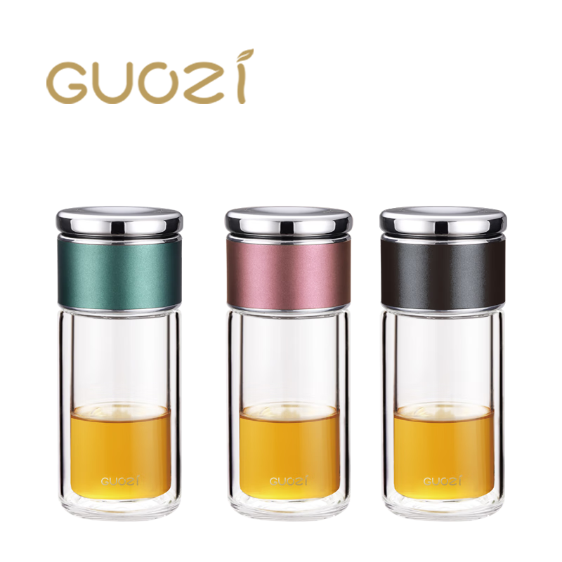 果兹(GUOZI)GZ-S54星羽控茶杯玻璃杯茶水分离水杯225ml 黑色