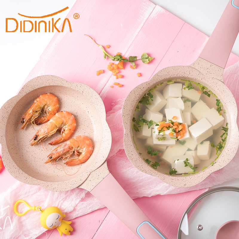 韩国迪迪尼卡(Didinika)宝宝辅食锅婴儿奶锅16cm小锅平底锅煎锅炒锅麦饭石不粘锅煮面热牛奶锅