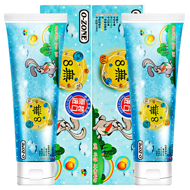 韩国原装进口欧志姆 O-ZONE 母婴幼儿童牙膏套装60gX2(橙子味 )防蛀固齿清新口气新旧包装随机发货
