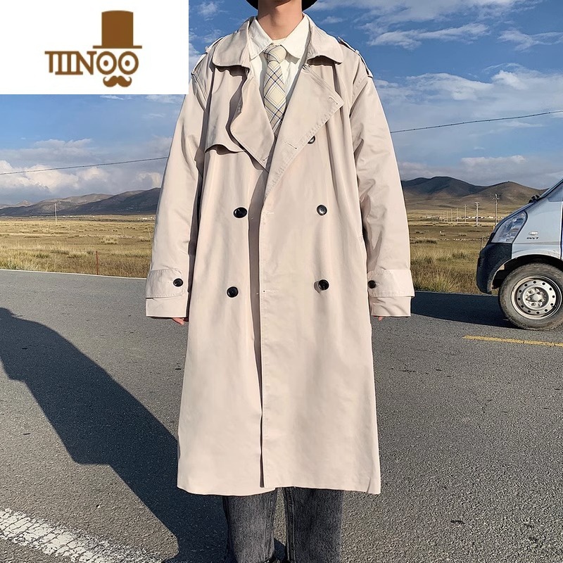 YANXU康斯坦丁风衣外套男士秋季战壕俄式大衣中长款痞帅感德系英伦高清大图