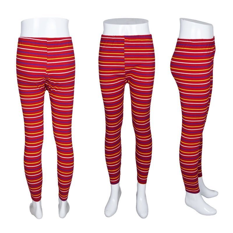 女莱卡棉秋裤修身弹力条纹打底衬裤秋裤单层薄款保暖裤中老年秋裤