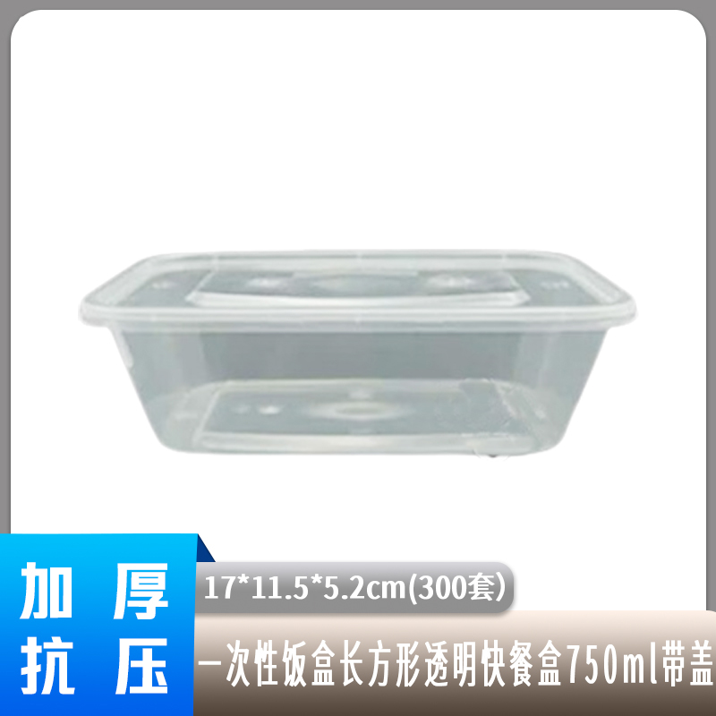 京京日上(JingJingRS)一次性打包盒餐盒750ml*300套长方形快餐打包盒高清大图