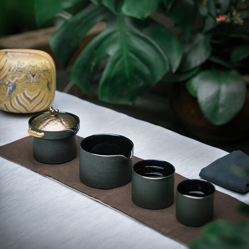 万仟堂(Edenus) 旅行茶具套装 快客杯 蒸蒸日上(1壶1海2杯)