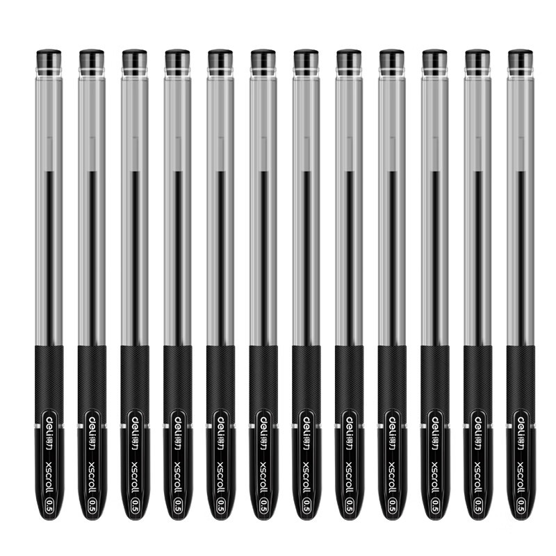 得力 中性笔 0.5mm 拔帽 12支/盒