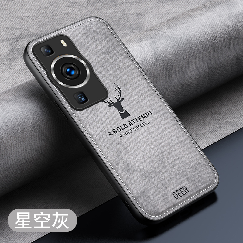 魅爱琳 华为P60/p60pro/Art手机壳保护套外壳 商务鹿头布纹 全包轻薄防摔软套 复古英伦时尚潮壳 手机套