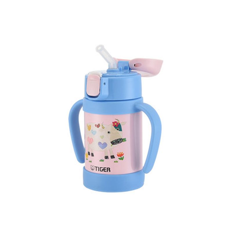 虎牌(tiger) 304不锈钢保冷杯幼儿卡通吸管杯儿童吸管水杯 双把手杯 MCK-A28C 280ml高清大图