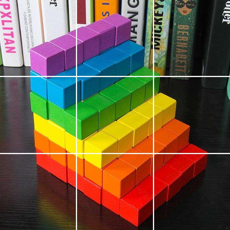 幼儿园木头教具正方形块儿童数学玩具小方块正方体积木