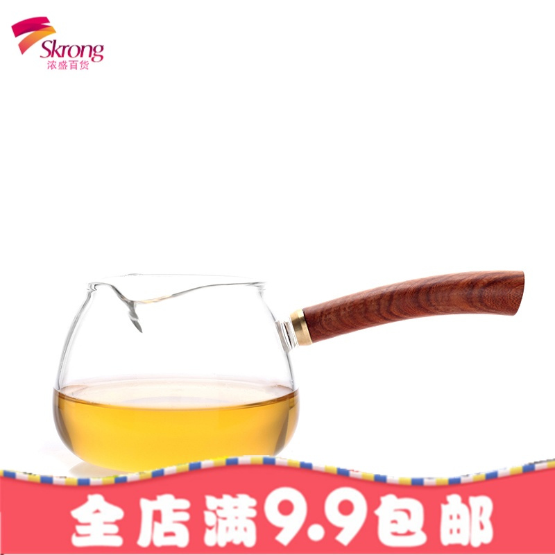 花梨木把手加厚耐热玻璃侧把公道杯功夫分茶器茶具配件茶漏套装