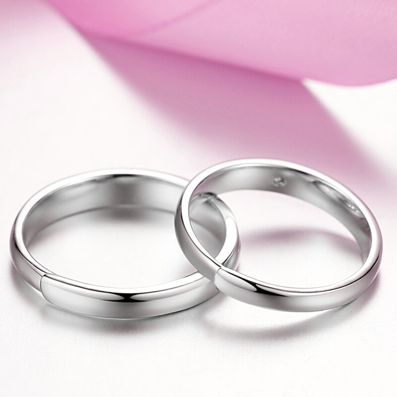 聚福品银饰5201314情侣戒纯银戒指足银999镀白金男女生日礼物七夕情人