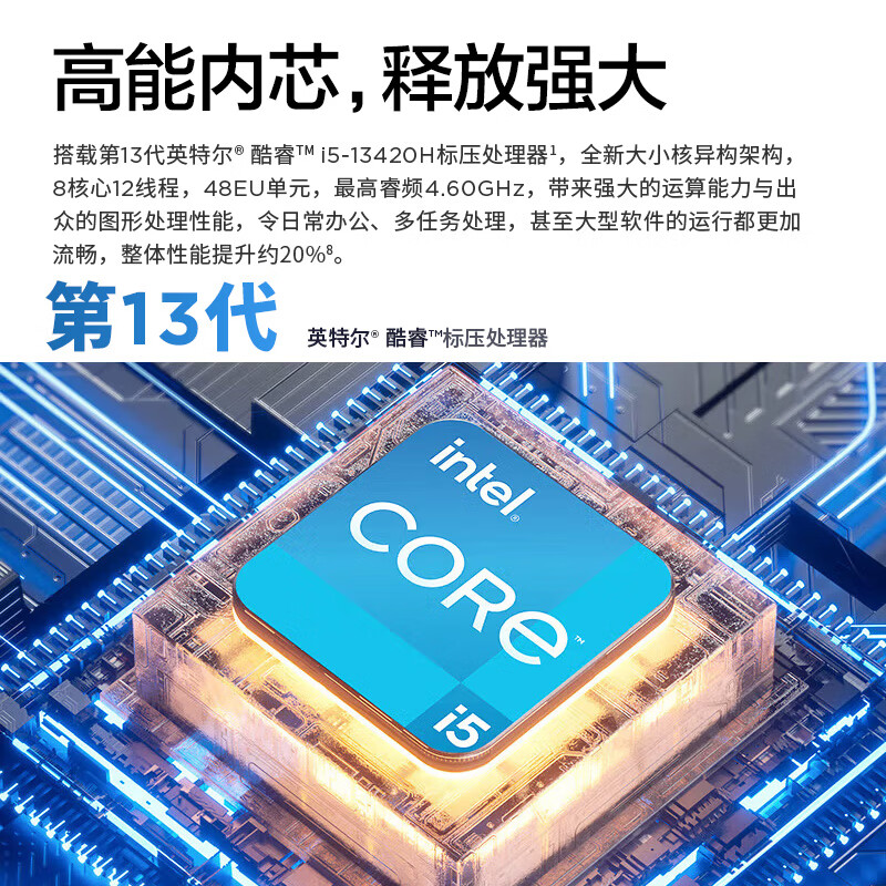 联想(Lenovo)扬天V14 14英寸轻薄笔记本电脑(i5-13420H 16G 512G 固态硬盘 Win11防蓝光高清屏 丰富接口)商用家用办公学习高清大图
