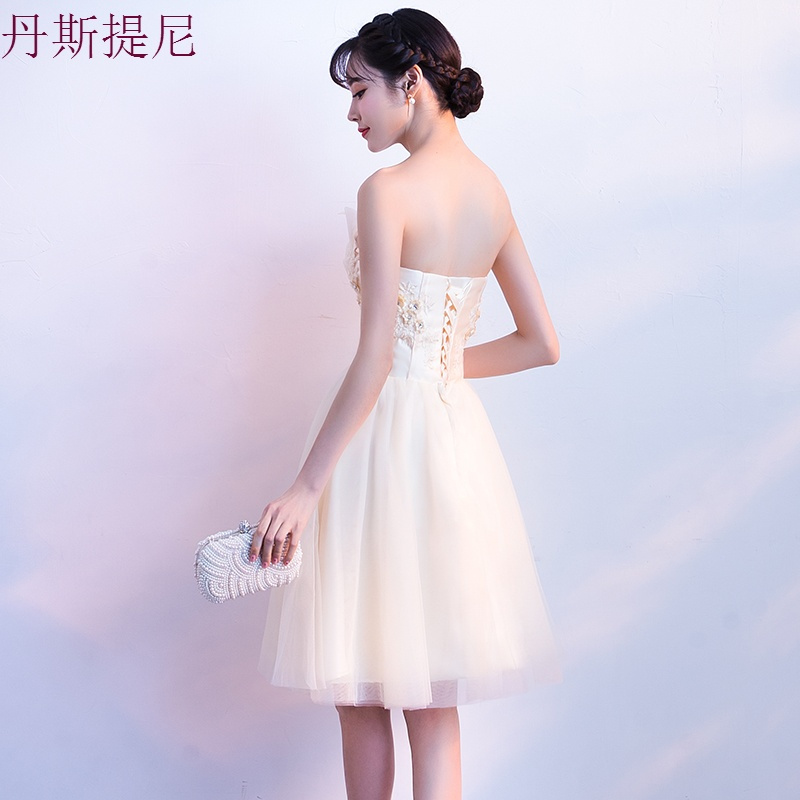晚礼服女2018新款高贵优雅伴娘服短款宴会洋装生日派对小礼服裙夏