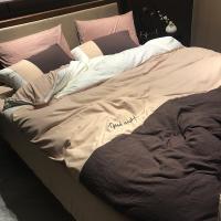 ins风水洗棉四件套全棉纯棉被套床单床笠学生宿舍三件套4床上用品