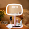 苏宁放心购 多功能LED台灯化妆镜 美颜镜 镜子 可充电触屏智能补光 生日七夕三八妇女节创意礼品 粉色