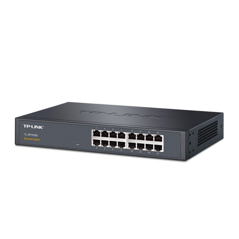 普联(TP-LINK)16口百兆铁壳桌面非网管交换机SF1016D分线器监控可上机柜架网吧防雷 1个装