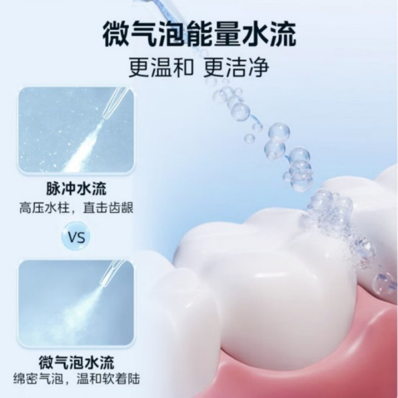 美的冲牙器家用便携洗牙器手持立式声波微气泡牙线4模式3喷 冲漱一体高清大图