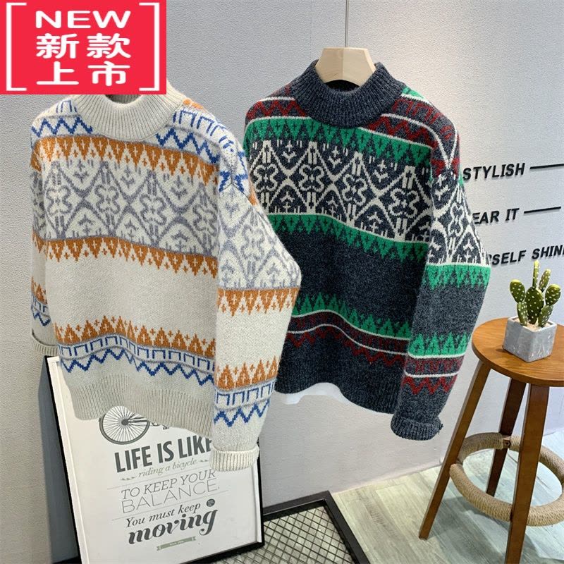 可莉允卡芙恰恰童装 中大童韩版提花毛衣22冬季新品潮流洋气针织衫图片