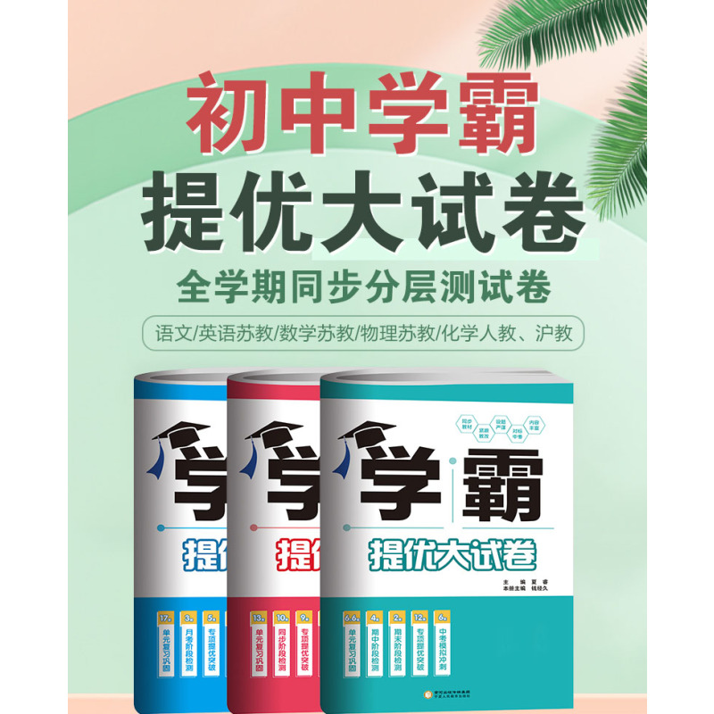 [江苏版]语数英物 四本套装 九年级/初中三年级 [正版]2025版学霸提优大试卷七八九年级上下册全一册语文数学英语物理